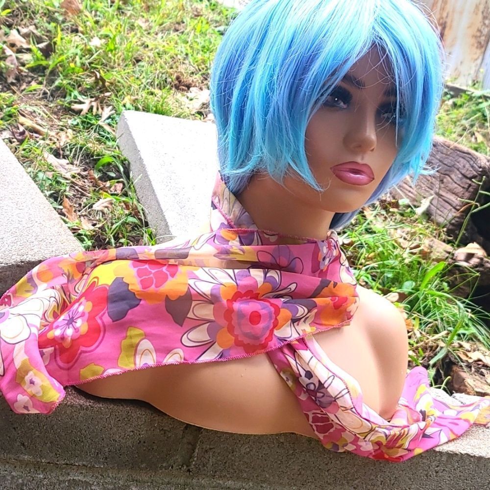 Pink 70's Floral Print Semi Sheer Scarf